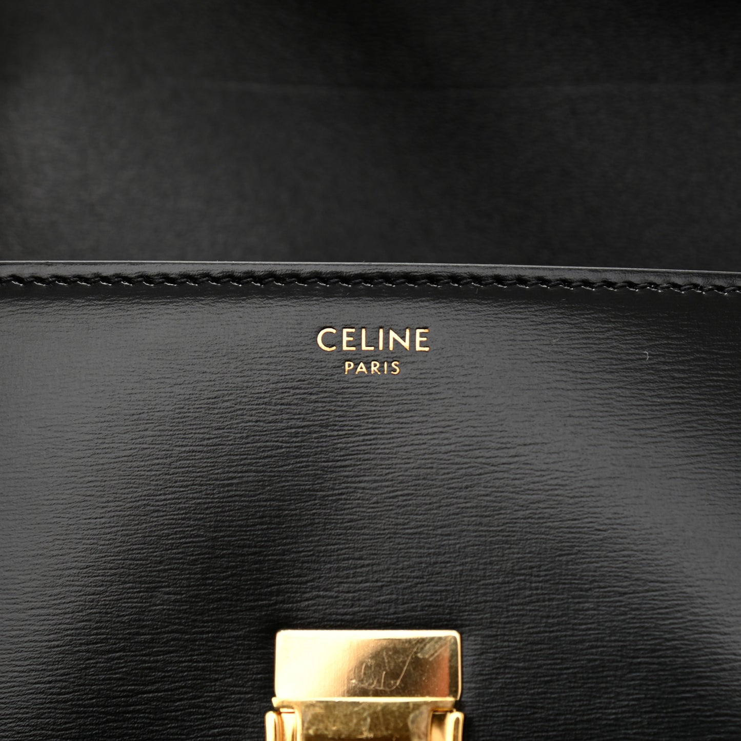 Shiny Calfskin Triomphe Shoulder Bag Black