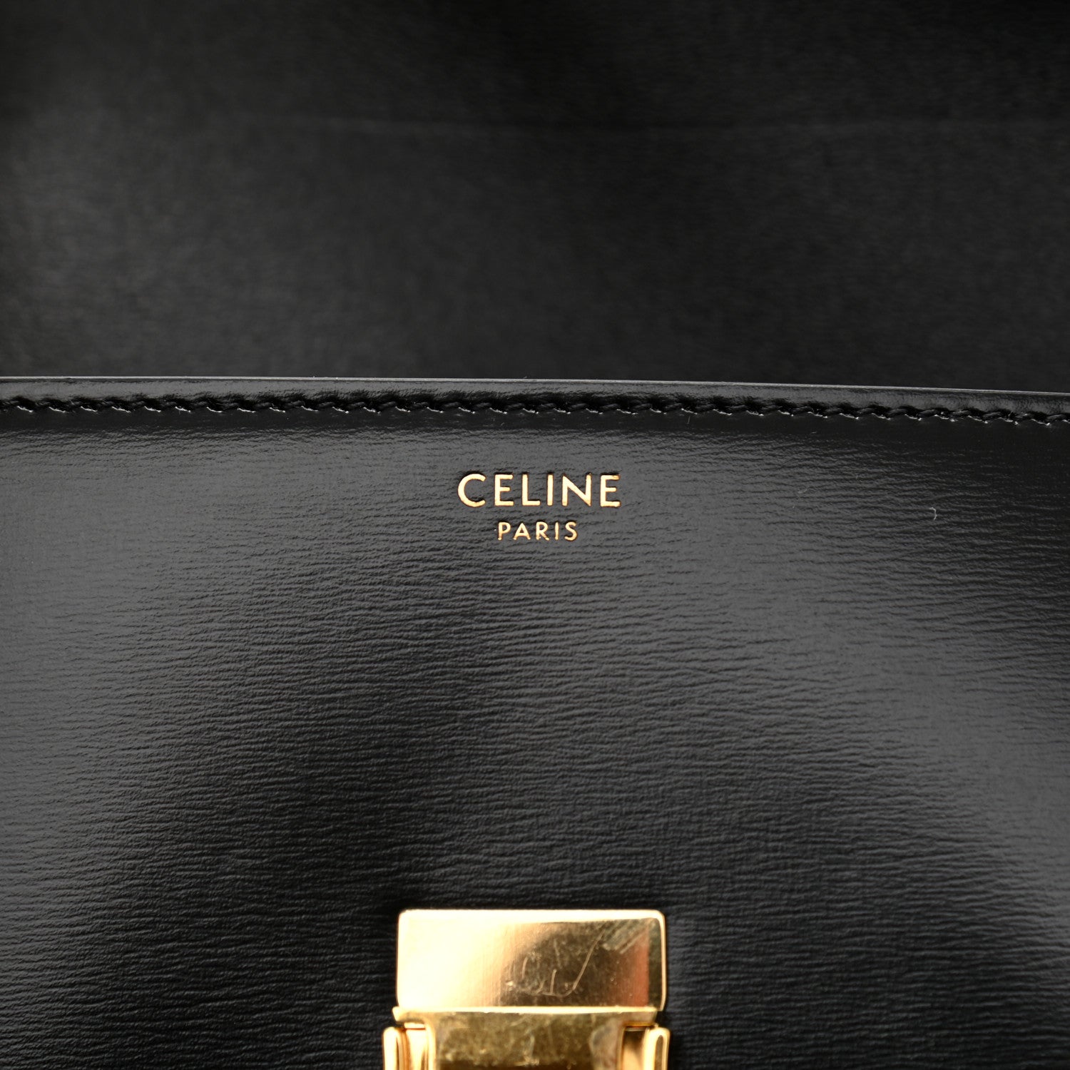 Celine Shiny Calfskin Triomphe Shoulder Bag Black 6 of 10