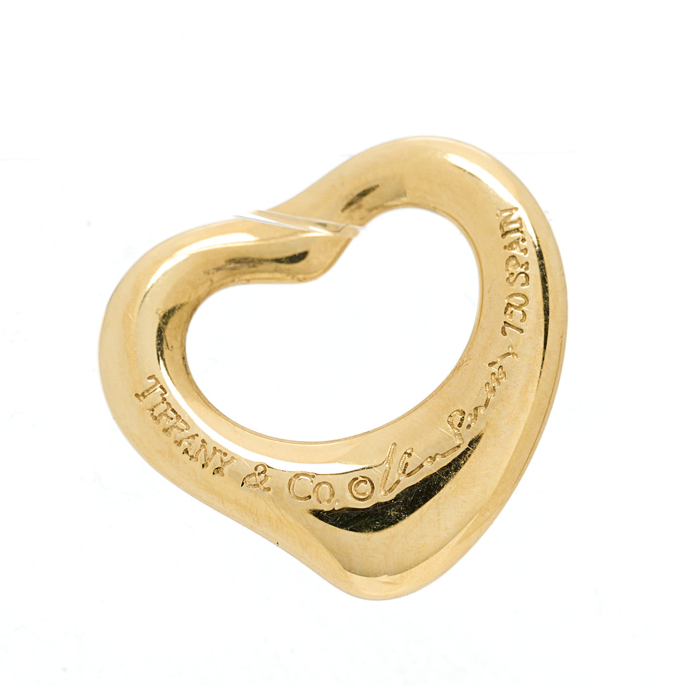 Tiffany 18K Yellow Gold 11mm Elsa Peretti Open Heart Pendant 3 of 3