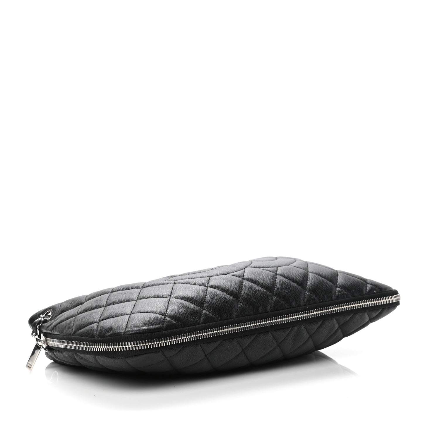 Caviar Quilted Expandable Zip Shoulder Bag Black