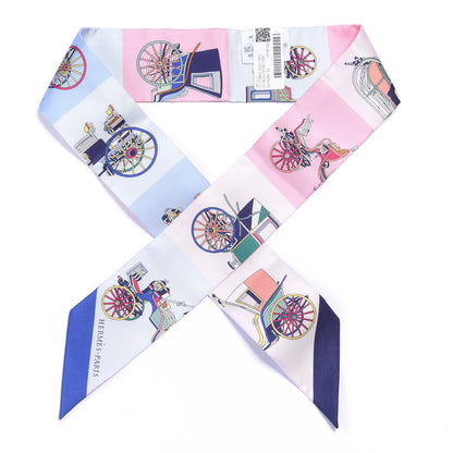 Hermes Silk Les Voitures Exquises Twilly Bleu Rose Vert 1 of 4