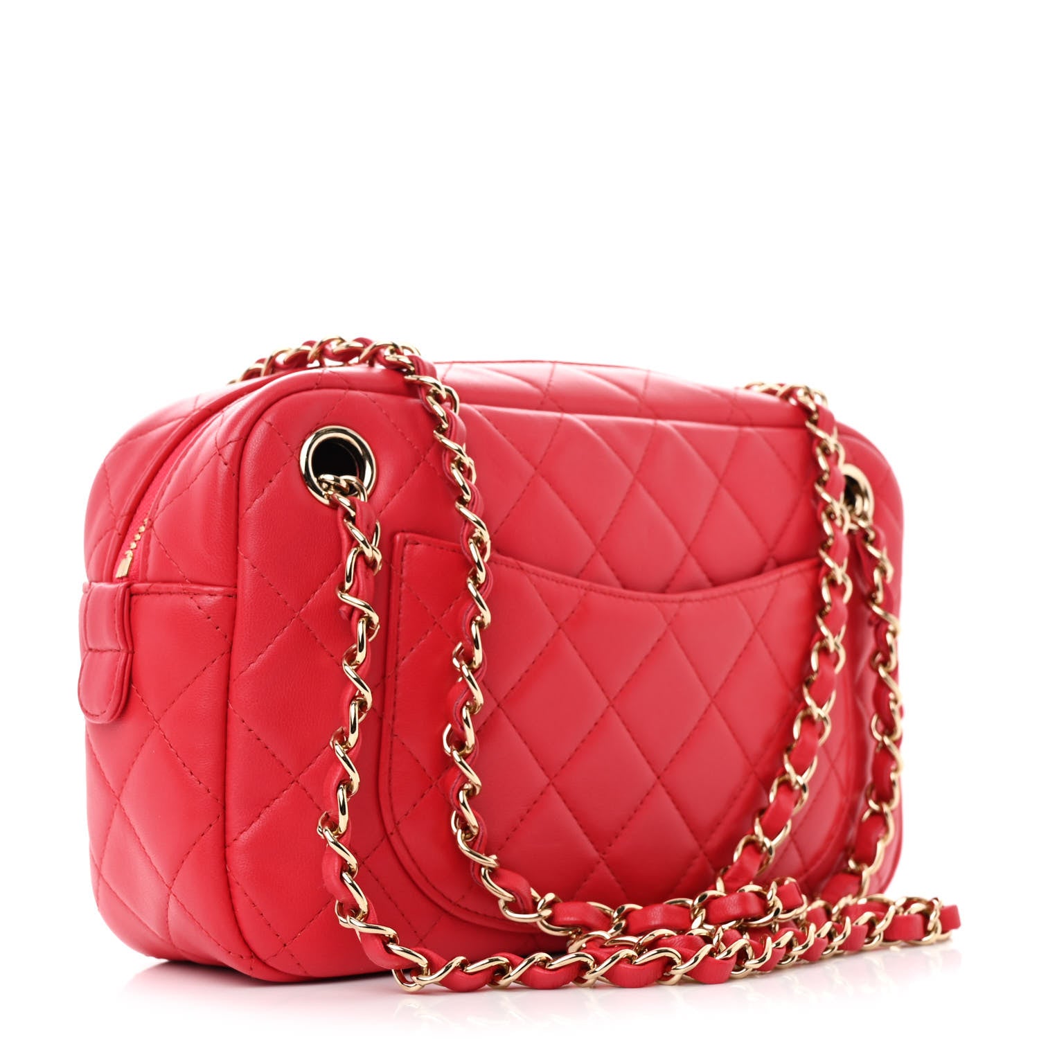 Chanel Lambskin Quilted Camera Case Dark Pink 3 of 10