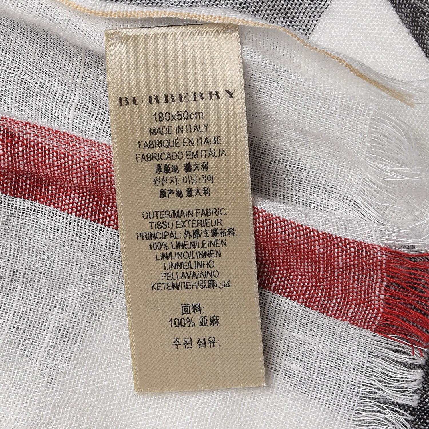 Burberry Linen Giant Check Lightweight Scarf Ivory 6 of 6