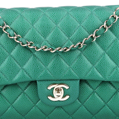 Chanel Metallic Caviar Quilted Medium Double Flap Green 10 of 11