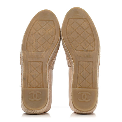 Chanel Lambskin Quilted CC Espadrilles 38 Beige 4 of 4