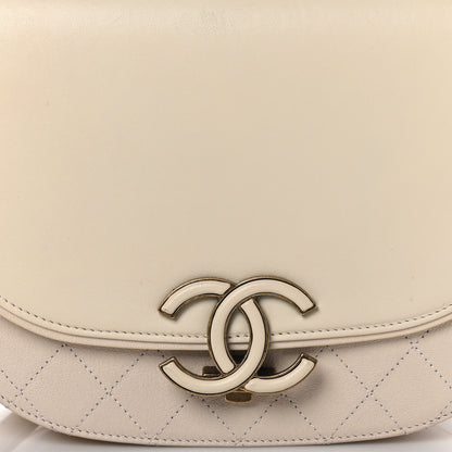 Chanel Shiny Calfskin Goatskin Quilted Medium Coco Curve Messenger Flap White 8 of 11