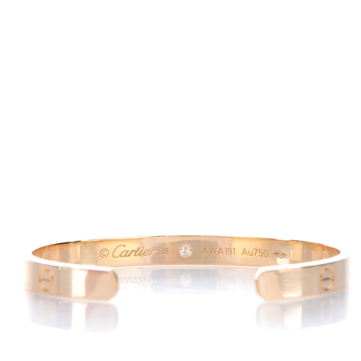 18K Yellow Gold 1 Diamond LOVE Cuff Bracelet 18