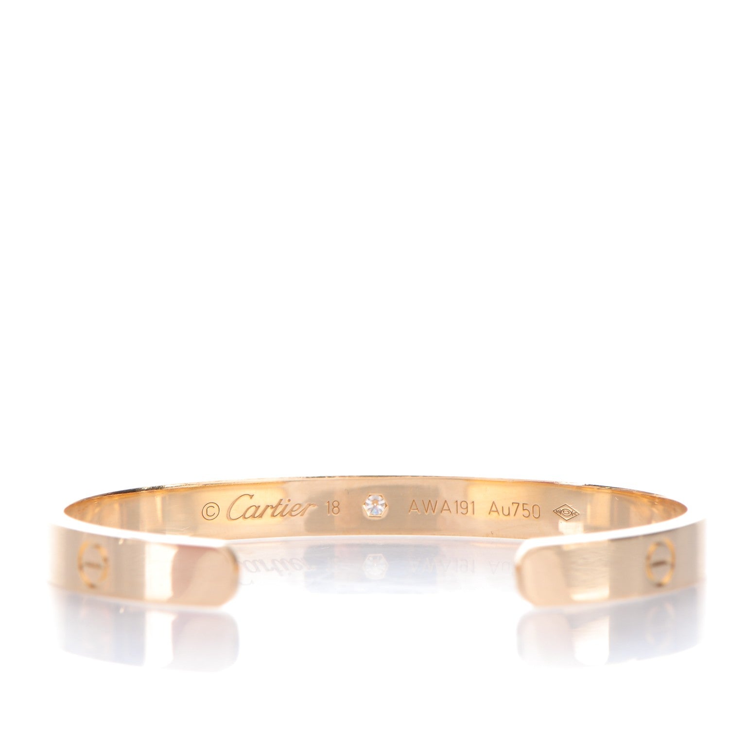 Cartier 18K Yellow Gold 1 Diamond LOVE Cuff Bracelet 18 4 of 4