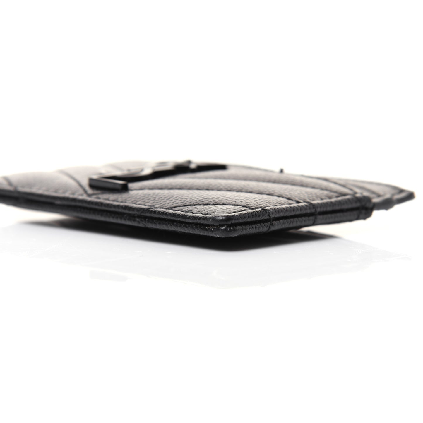 Grain De Poudre Matelasse Chevron Monogram Credit Card Case Black