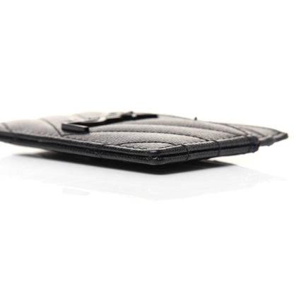 Saint Laurent Grain De Poudre Matelasse Chevron Monogram Credit Card Case Black 7 of 11