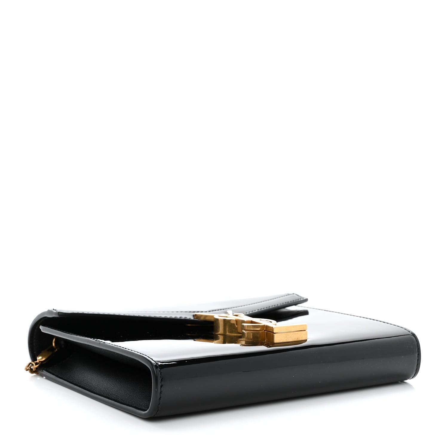 Saint Laurent Patent Monogram Cassandra Chain Wallet Black 4 of 10