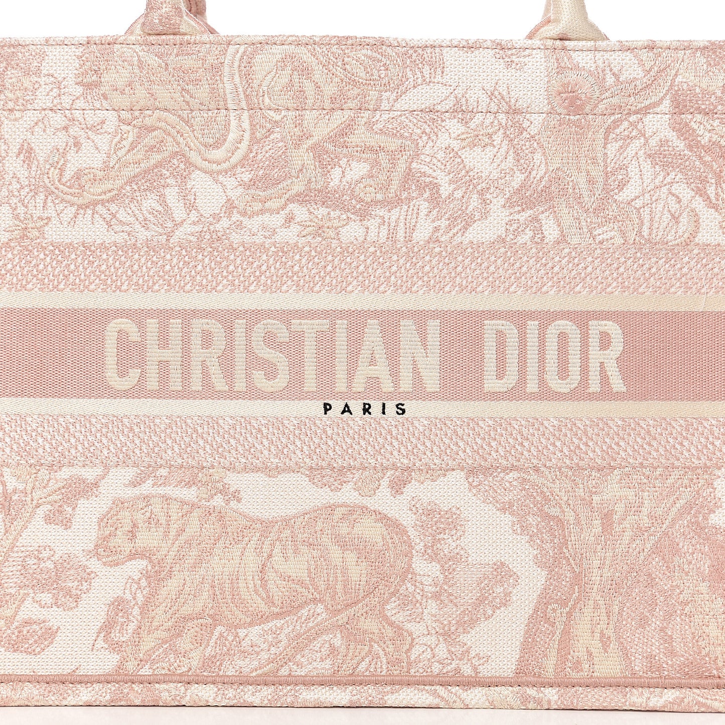 Canvas Embroidered Medium Dioriviera Toile De Jouy Book Tote Rose