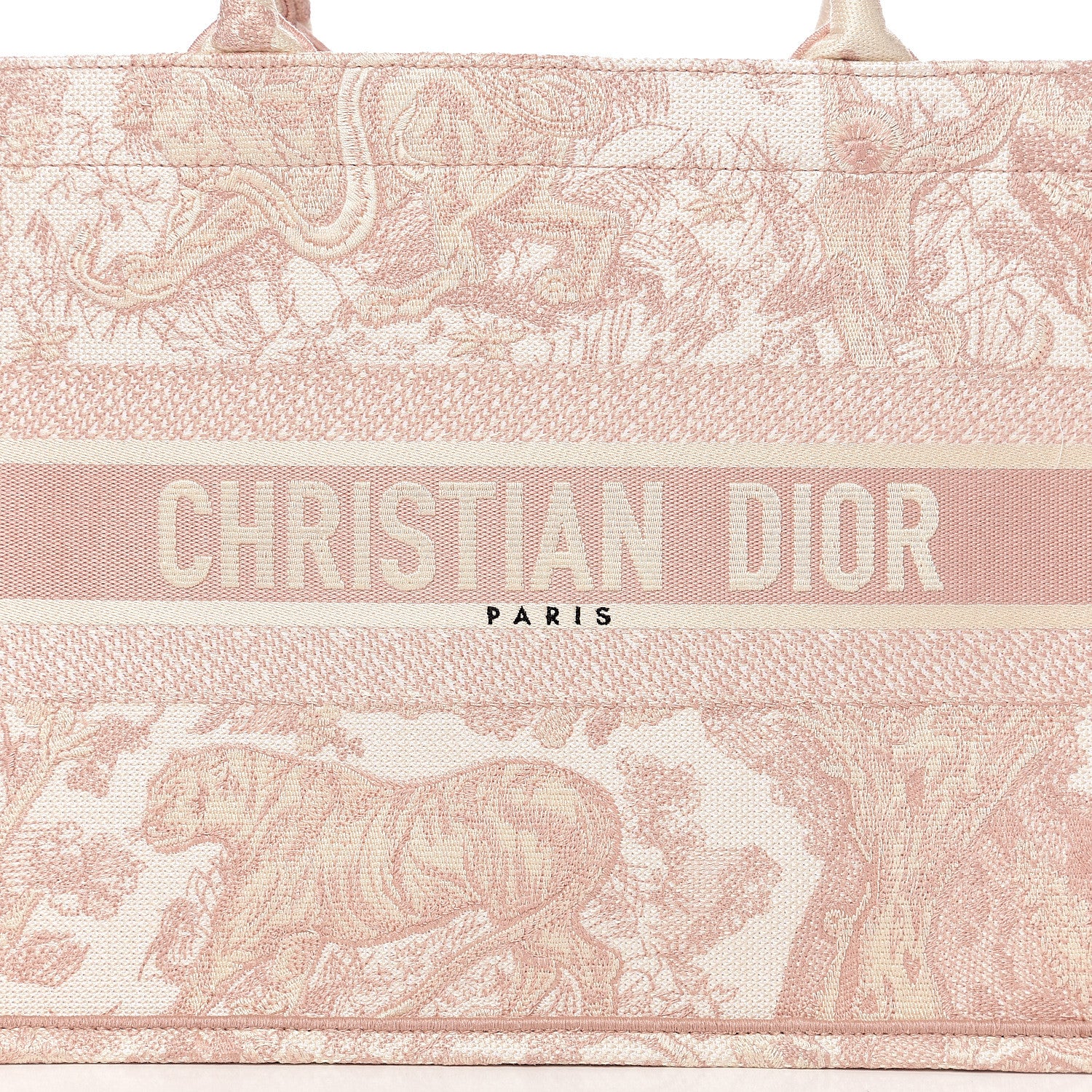 Christian Dior Canvas Embroidered Medium Dioriviera Toile De Jouy Book Tote Rose 9 of 9