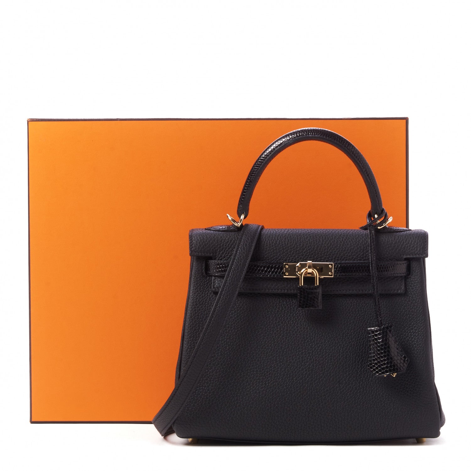 Hermes Togo Lizard Kelly Retourne Touch 25 Black 34 of 34