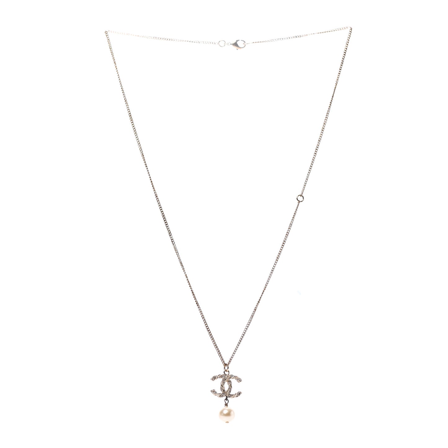 Crystal Twisted CC Drop Necklace Gold