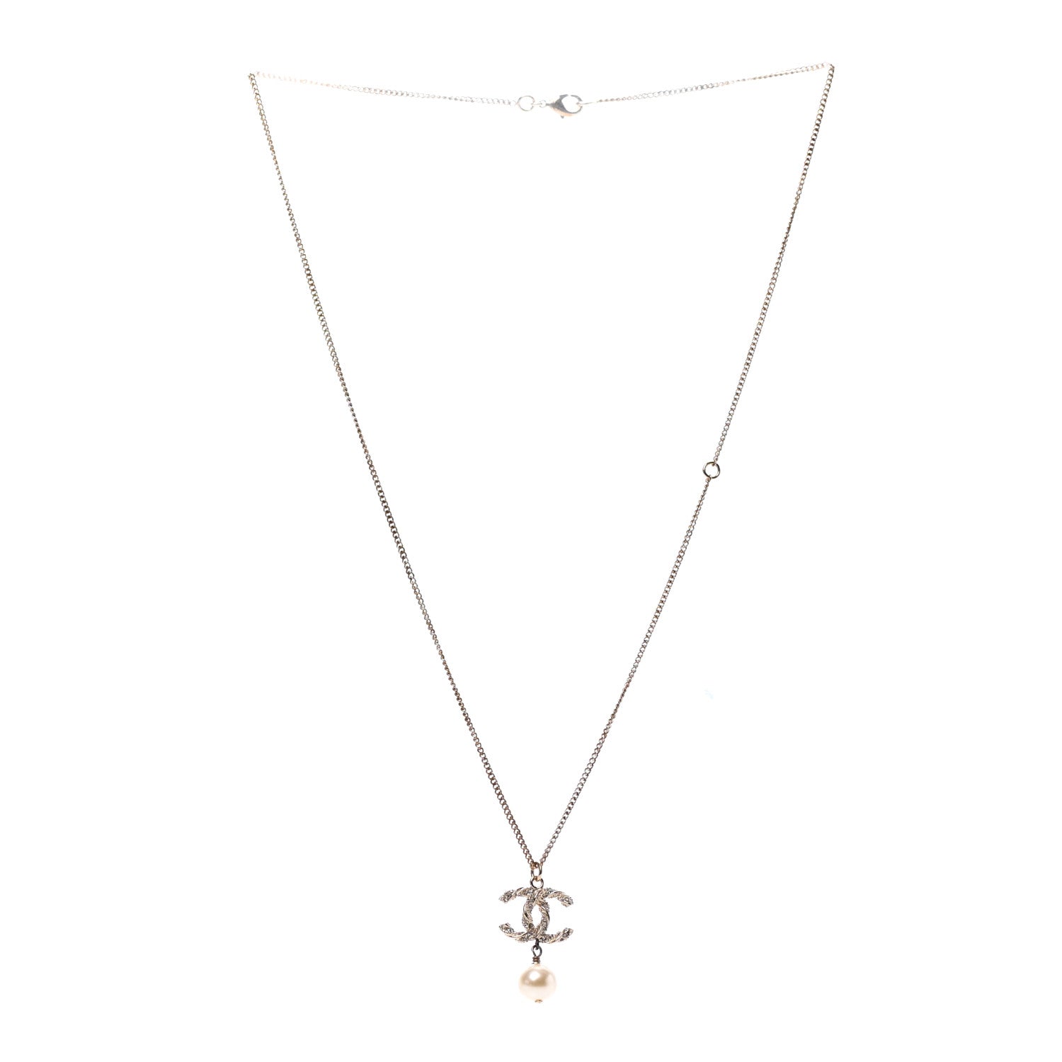 Chanel Crystal Twisted CC Drop Necklace Gold 3 of 5