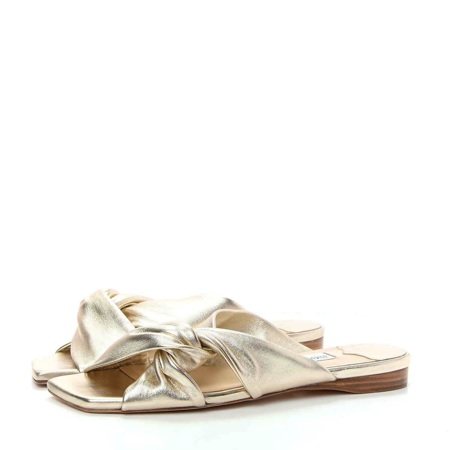 Jimmy Choo Metallic Nappa Narisa Flat Sandals 38.5 Champagne 3 of 10