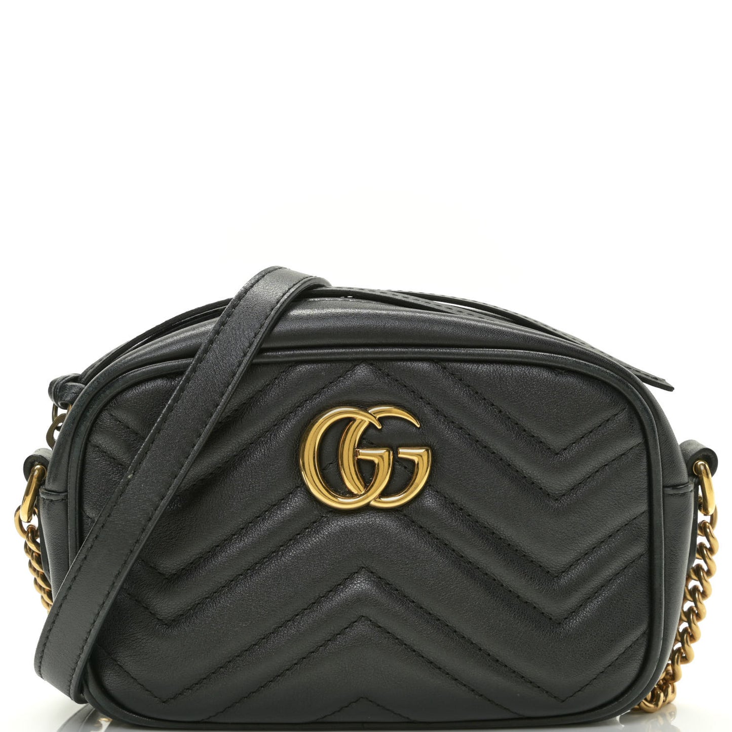 Calfskin Matelasse Mini GG Marmont Chain Shoulder Bag Black