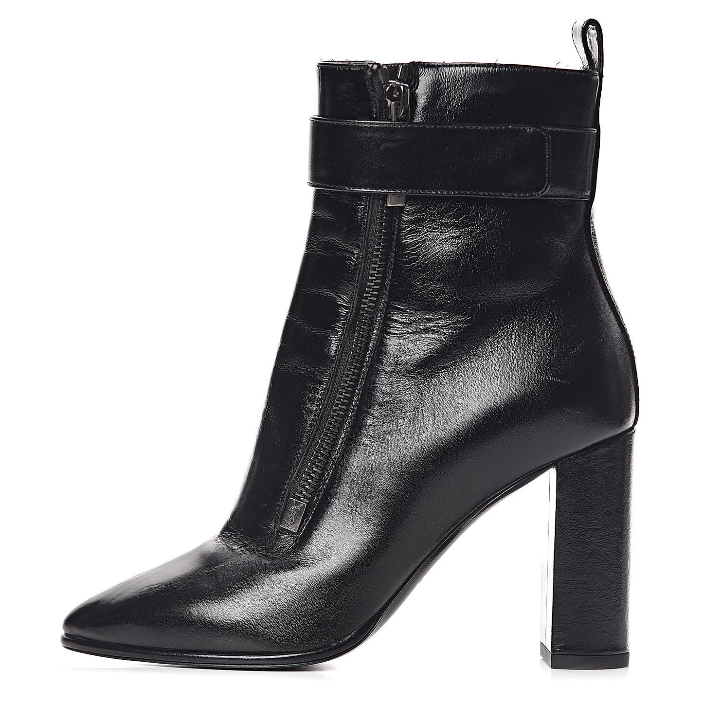 Moroder Calfskin Loulou 95 Ankle Zip Booties 35.5 Black