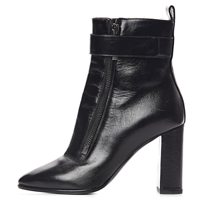 Saint Laurent Moroder Calfskin Loulou 95 Ankle Zip Booties 35.5 Black 1 of 17