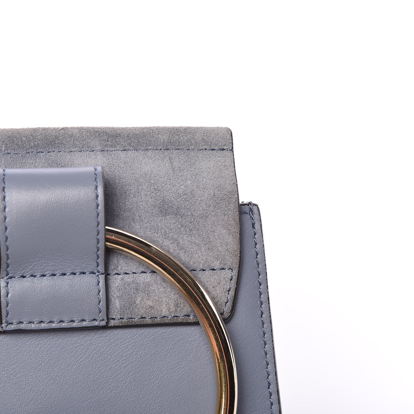 Suede Calfskin Mini Faye Bracelet Bag Washed Blue