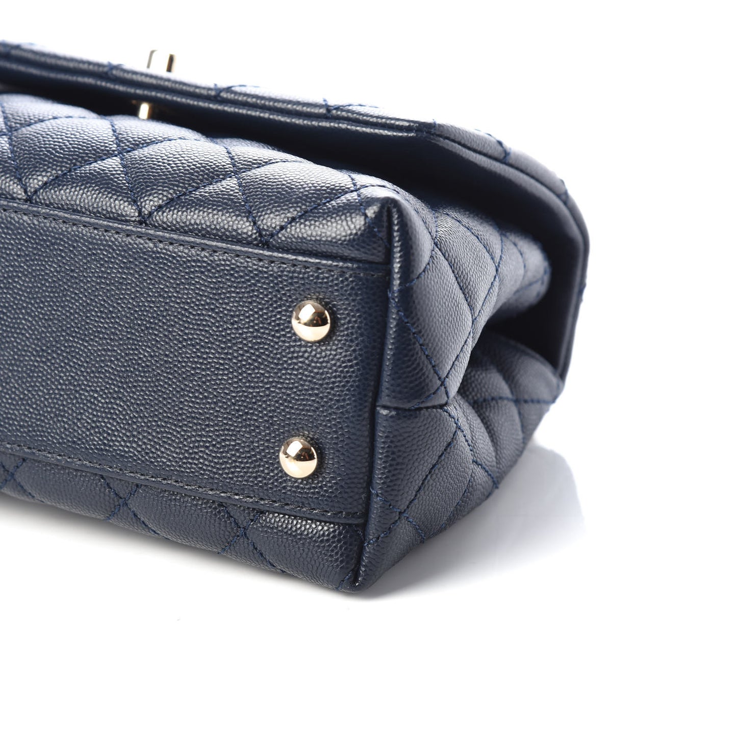 Caviar Quilted Lizard Embossed Mini Coco Handle Flap Navy