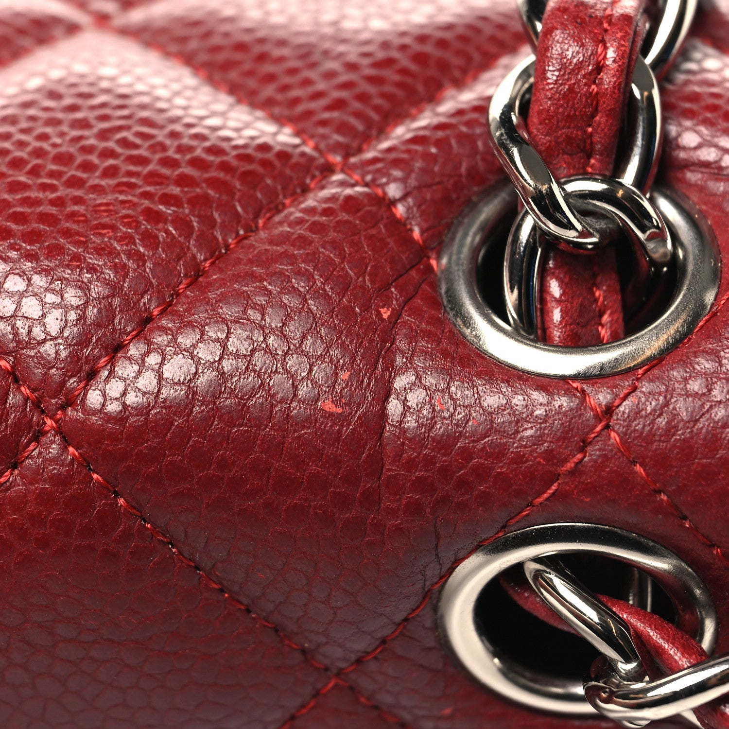 Chanel Caviar Quilted Jumbo Double Flap Dark Red 11 of 11