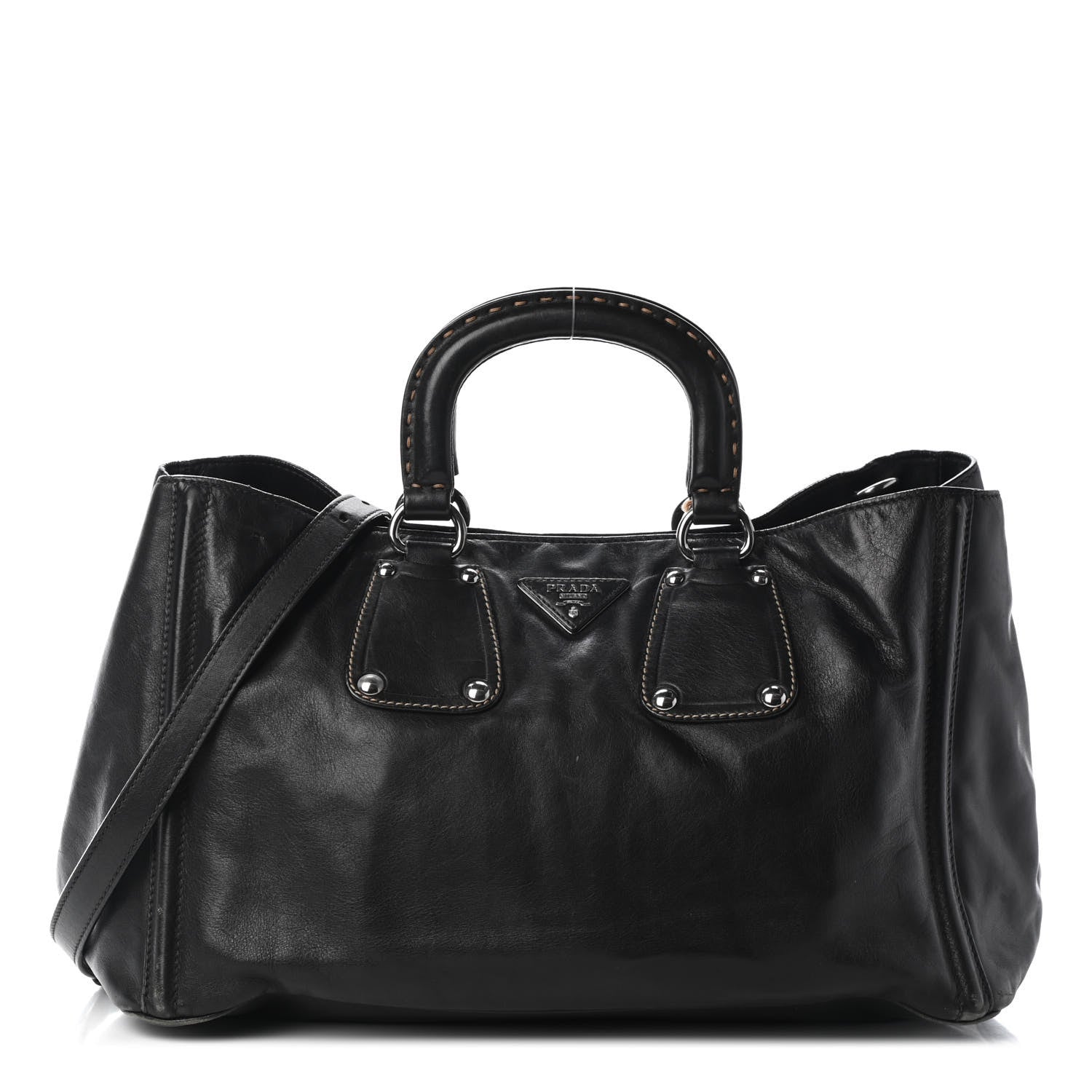 Prada Soft Calf Satchel Black 1 of 11