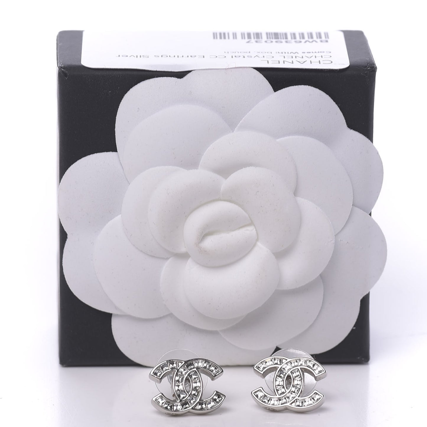 Baguette Crystal CC Earrings Silver