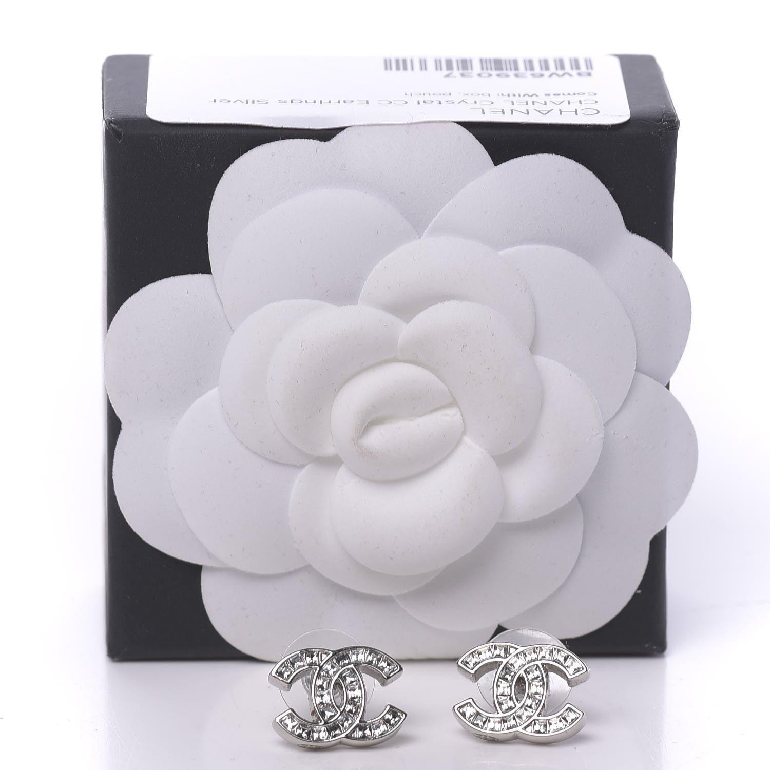 Chanel Baguette Crystal CC Earrings Silver 5 of 5
