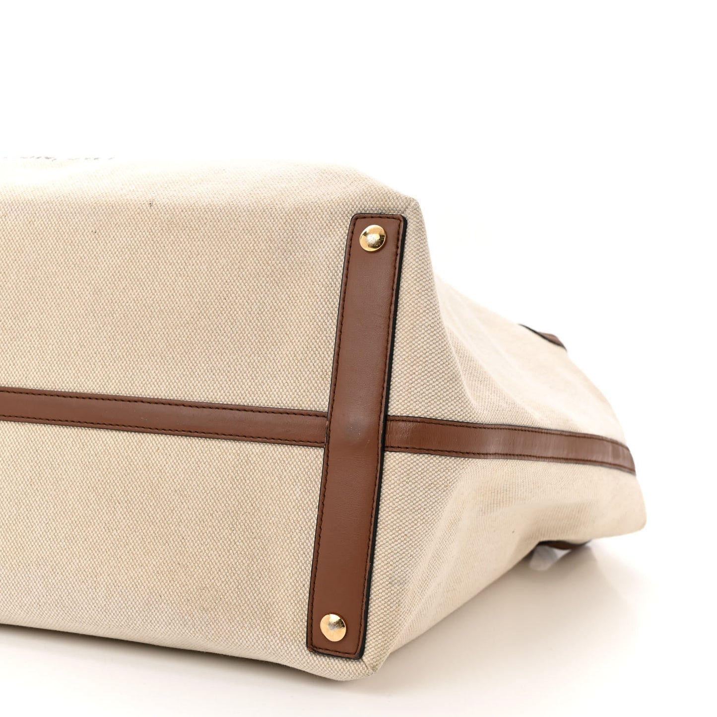 Cotton Canvas Calfskin Large Soft Belted Tote Bag Natural