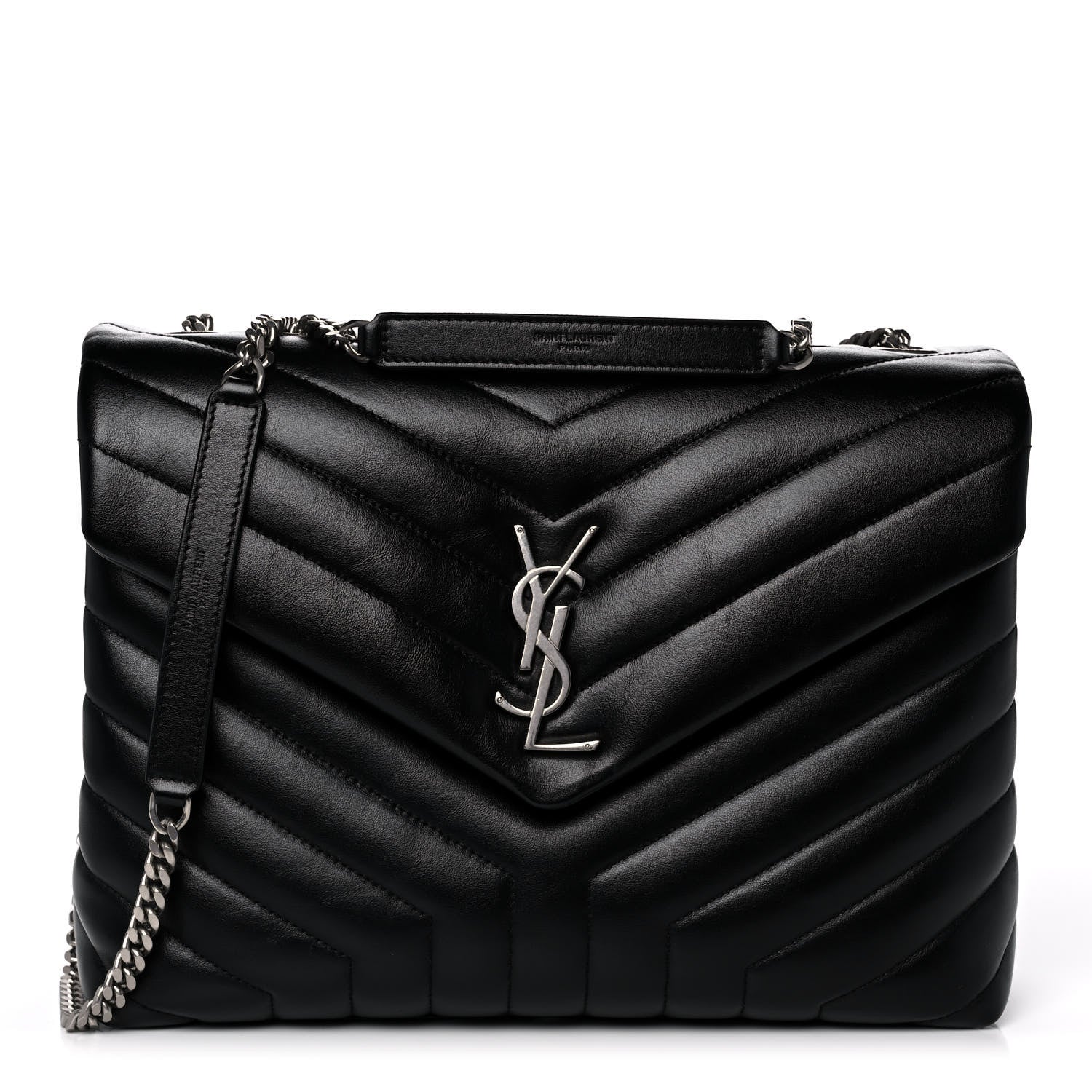 Saint Laurent Calfskin Y Quilted Monogram Medium Loulou Chain Satchel Black 1 of 16