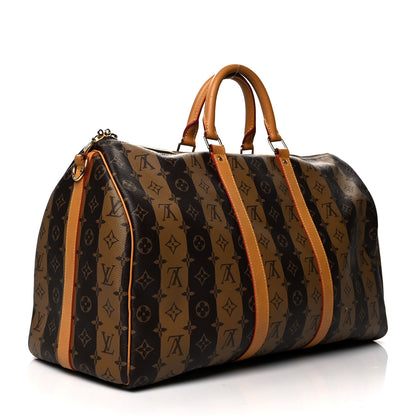 Louis Vuitton X NIGO Reverse Monogram Stripe Keepall Bandouliere 50 Brown 2 of 17