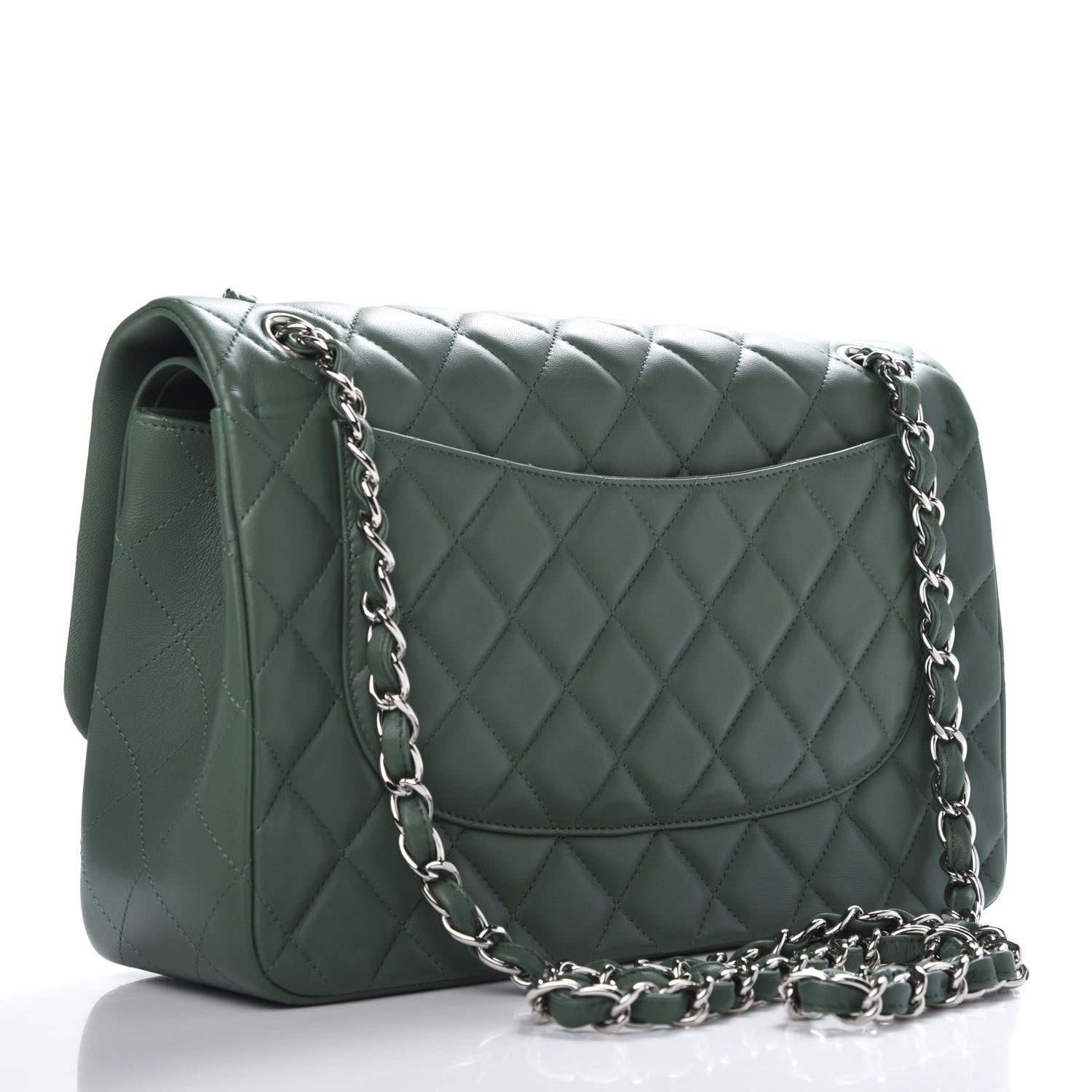 Chanel Lambskin Quilted Jumbo Double Flap Green 3 of 10