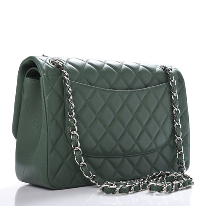 Chanel Lambskin Quilted Jumbo Double Flap Green 3 of 10