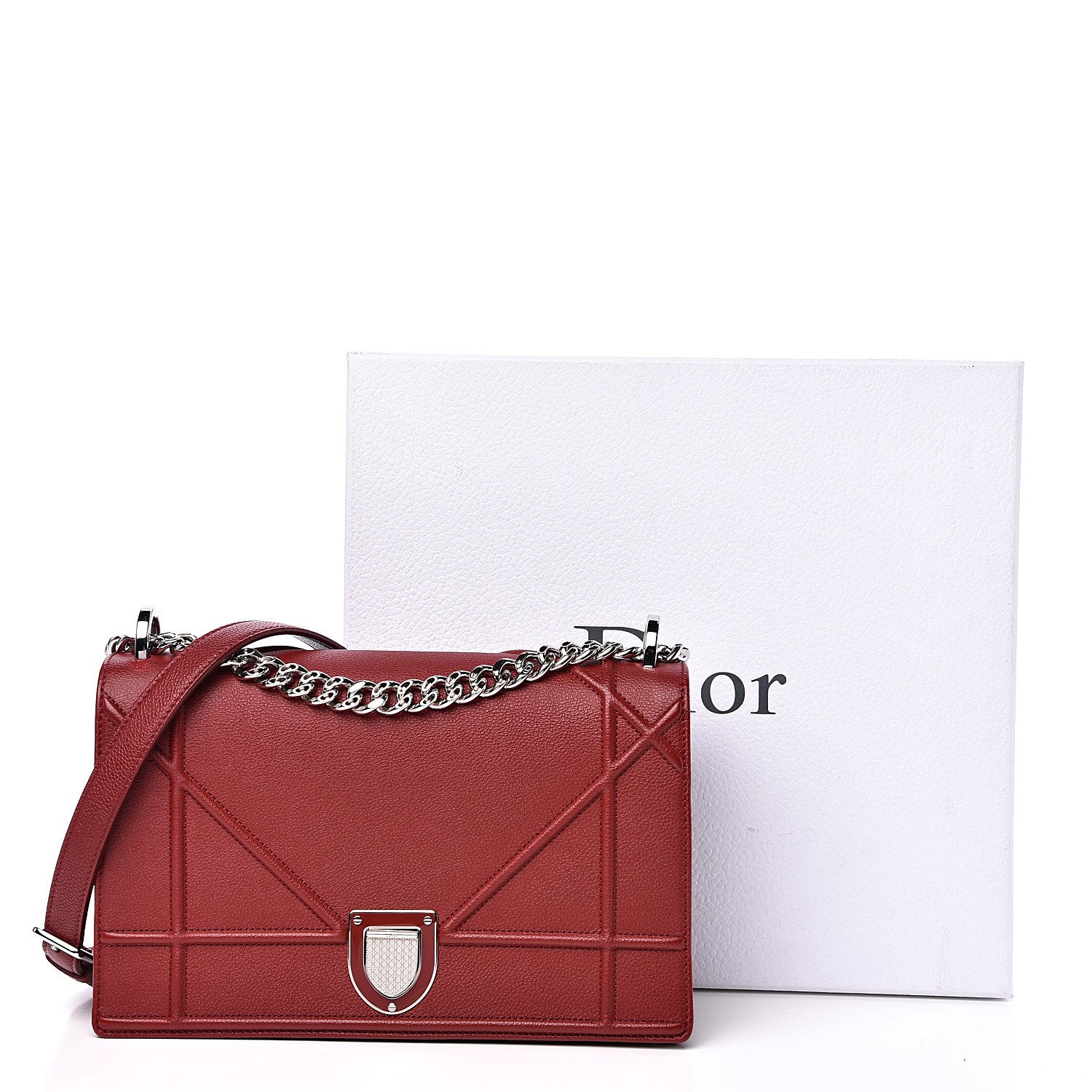 Christian Dior Grained Calfskin Medium Diorama Flap Bag Red 12 of 12