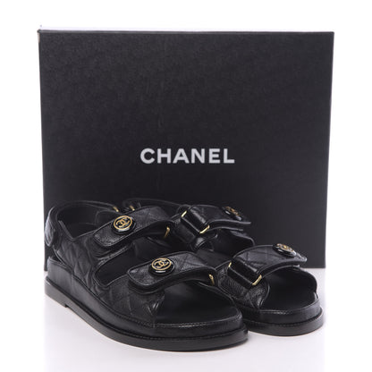Chanel Grained Calfskin Velcro Dad Sandals 36.5 Black 10 of 10