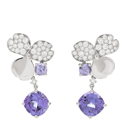 Tiffany Platinum Diamond Tanzanite Paper Flowers Single Drop Earrings 1 of 5