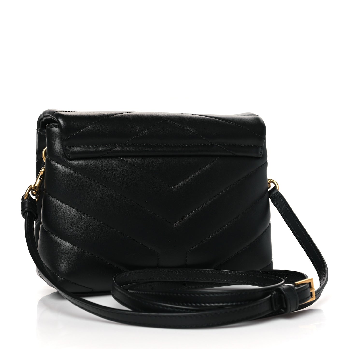 Calfskin Y Quilted Monogram Toy Loulou Crossbody Bag Black