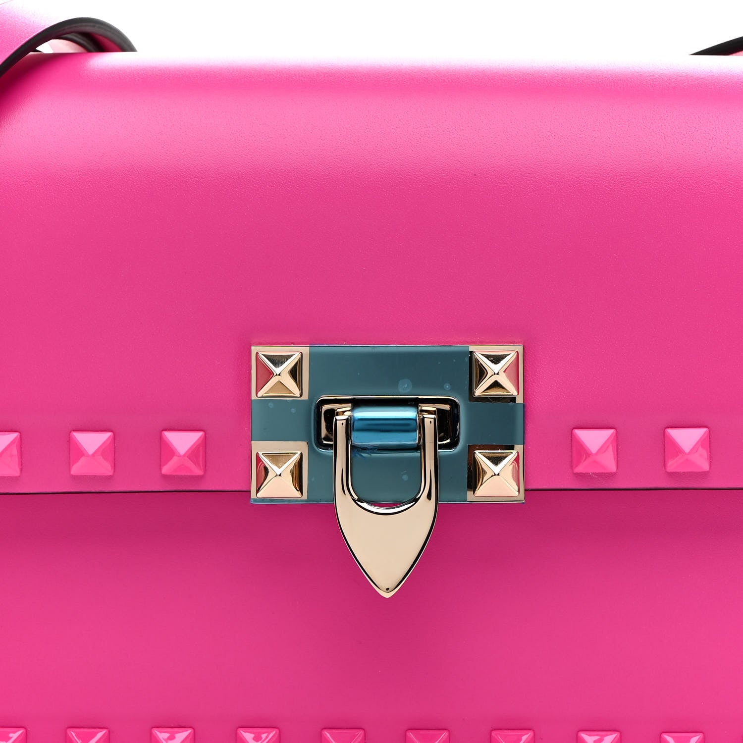 Valentino Garavani Smooth Calfskin Enamel Tonal Small Rockstud23 Shoulder Bag Pink PP 7 of 11