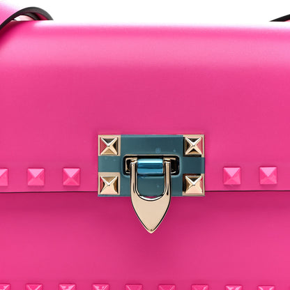 Valentino Garavani Smooth Calfskin Enamel Tonal Small Rockstud23 Shoulder Bag Pink PP 7 of 11