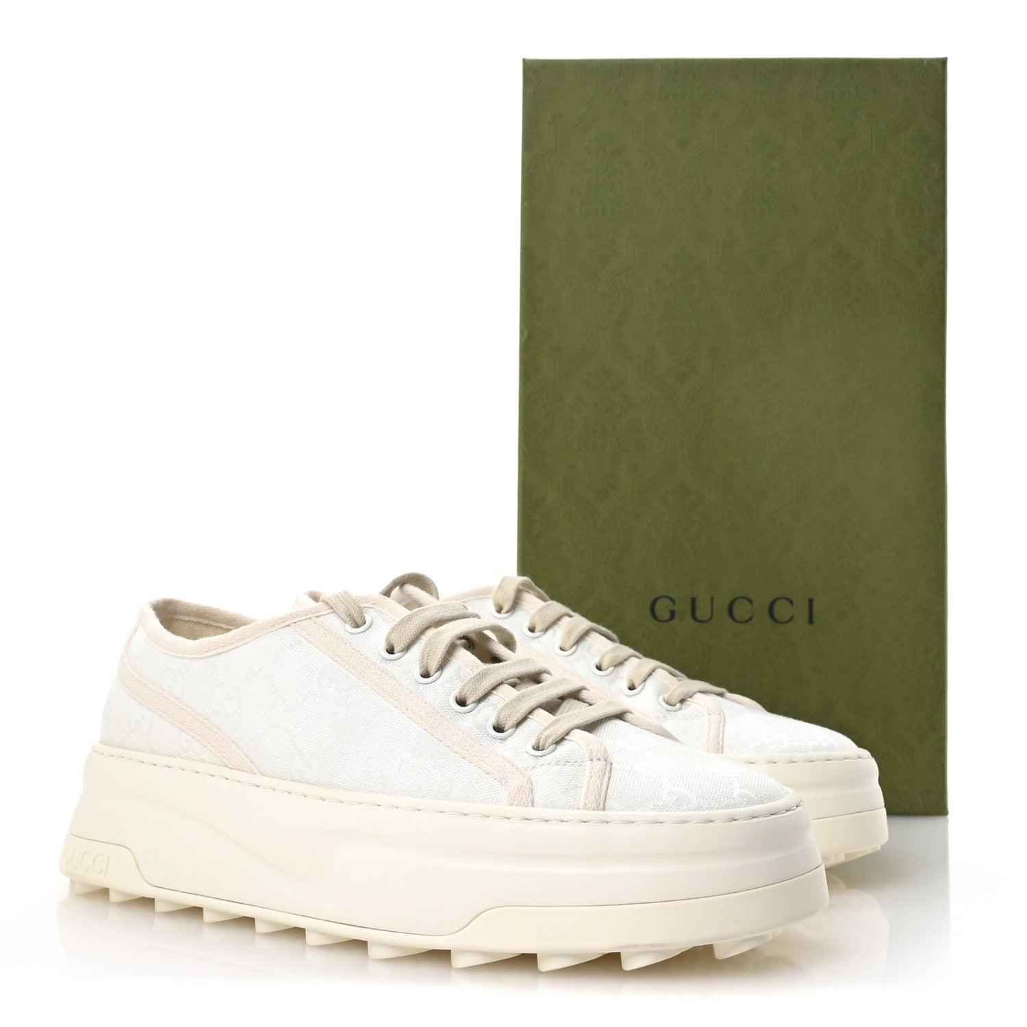 Gucci GG Monogram Womens 1977 Tennis Platform 52mm Sneakers 41 Great White Mystic White 9 of 9