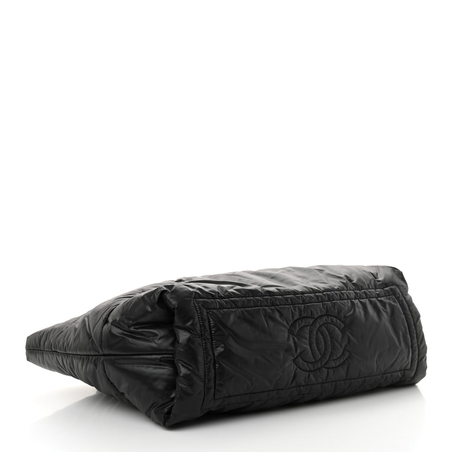 Lambskin Quilted Large Coco Cocoon Reversible Tote Black