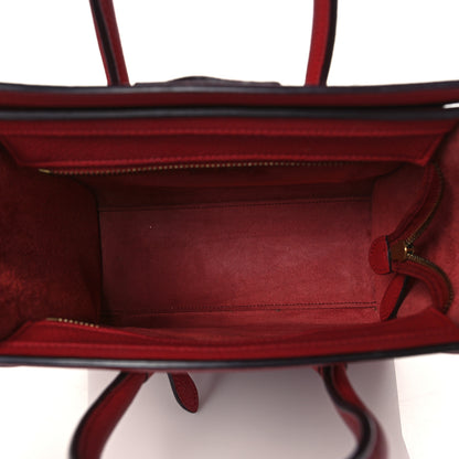 Celine Drummed Calfskin Nano Luggage Red 5 of 14