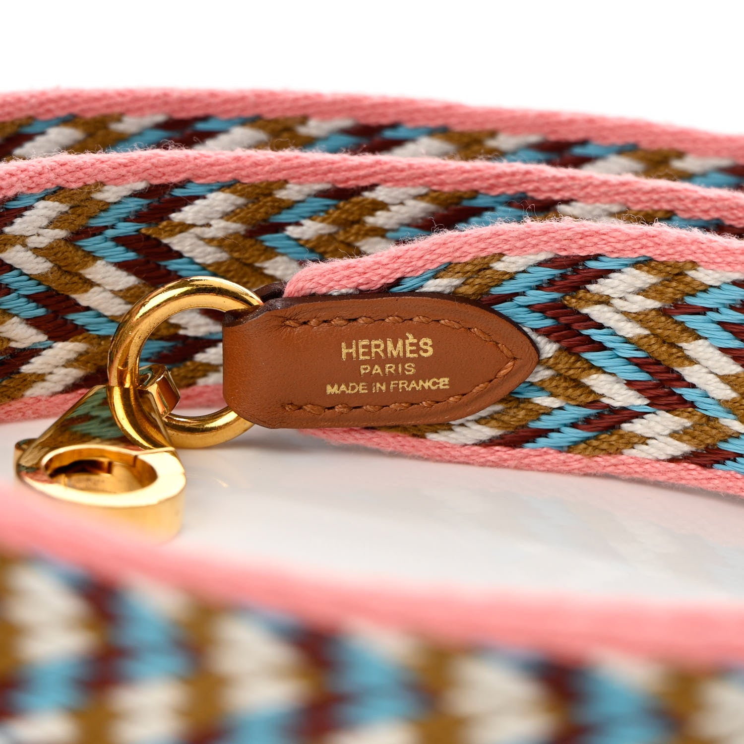 Hermes Toile Swift 25mm Sangle Cavale Shoulder Strap Rose d'Ete White Gold 8 of 10