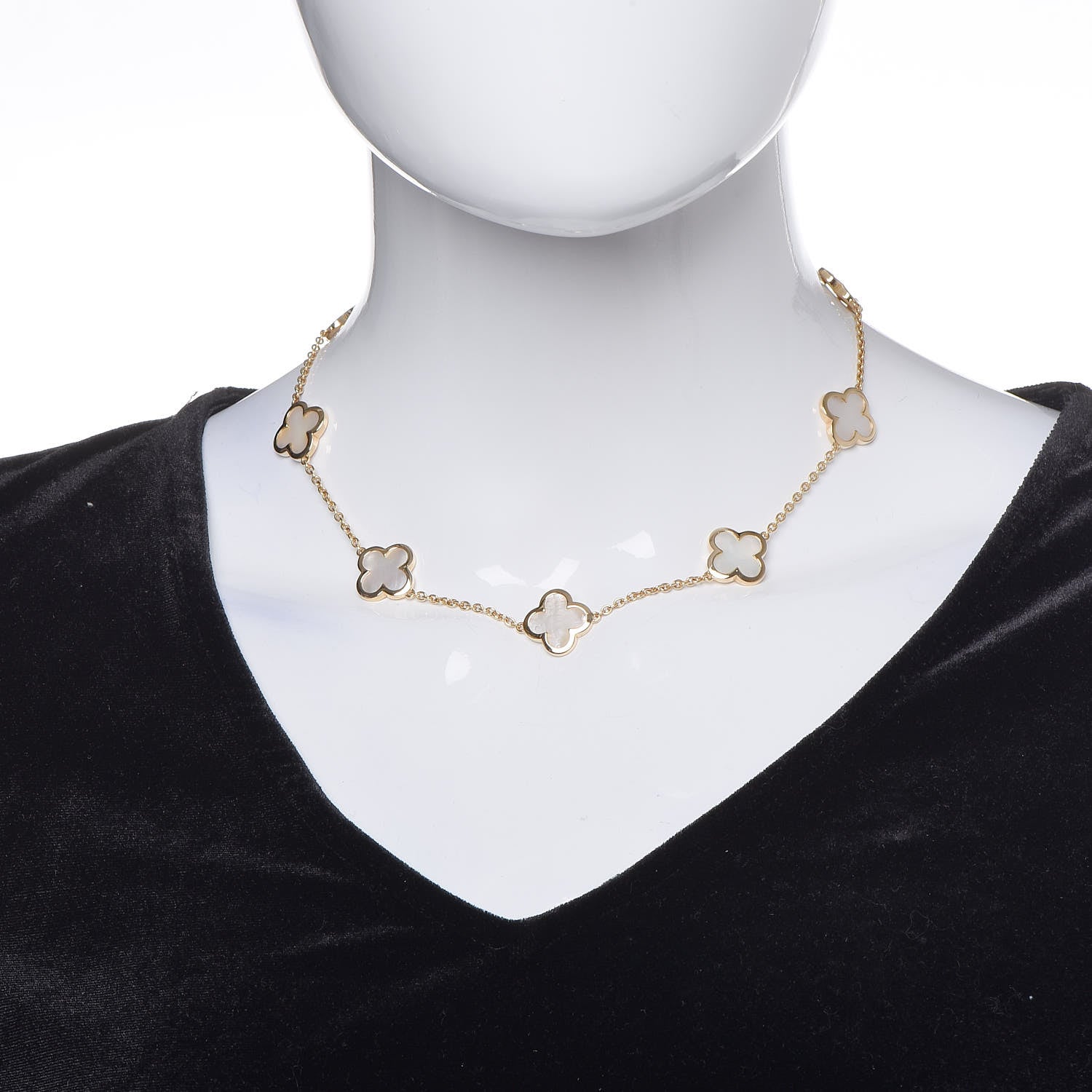 Van Cleef & Arpels 18K Yellow Gold Mother of Pearl 9 Motifs Pure Alhambra Pendant Necklace 2 of 5