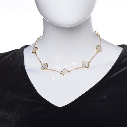 Van Cleef & Arpels 18K Yellow Gold Mother of Pearl 9 Motifs Pure Alhambra Pendant Necklace 2 of 5