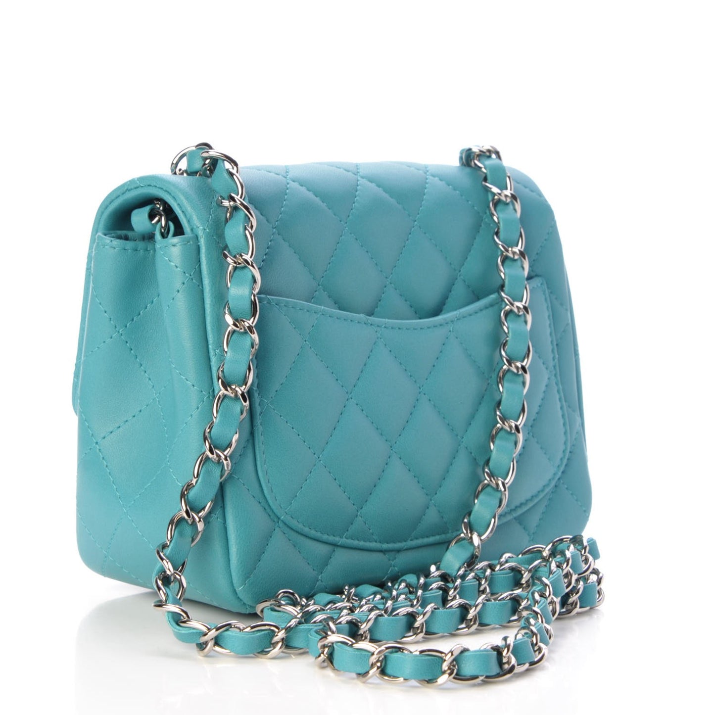 Lambskin Quilted Mini Square Flap Turquoise