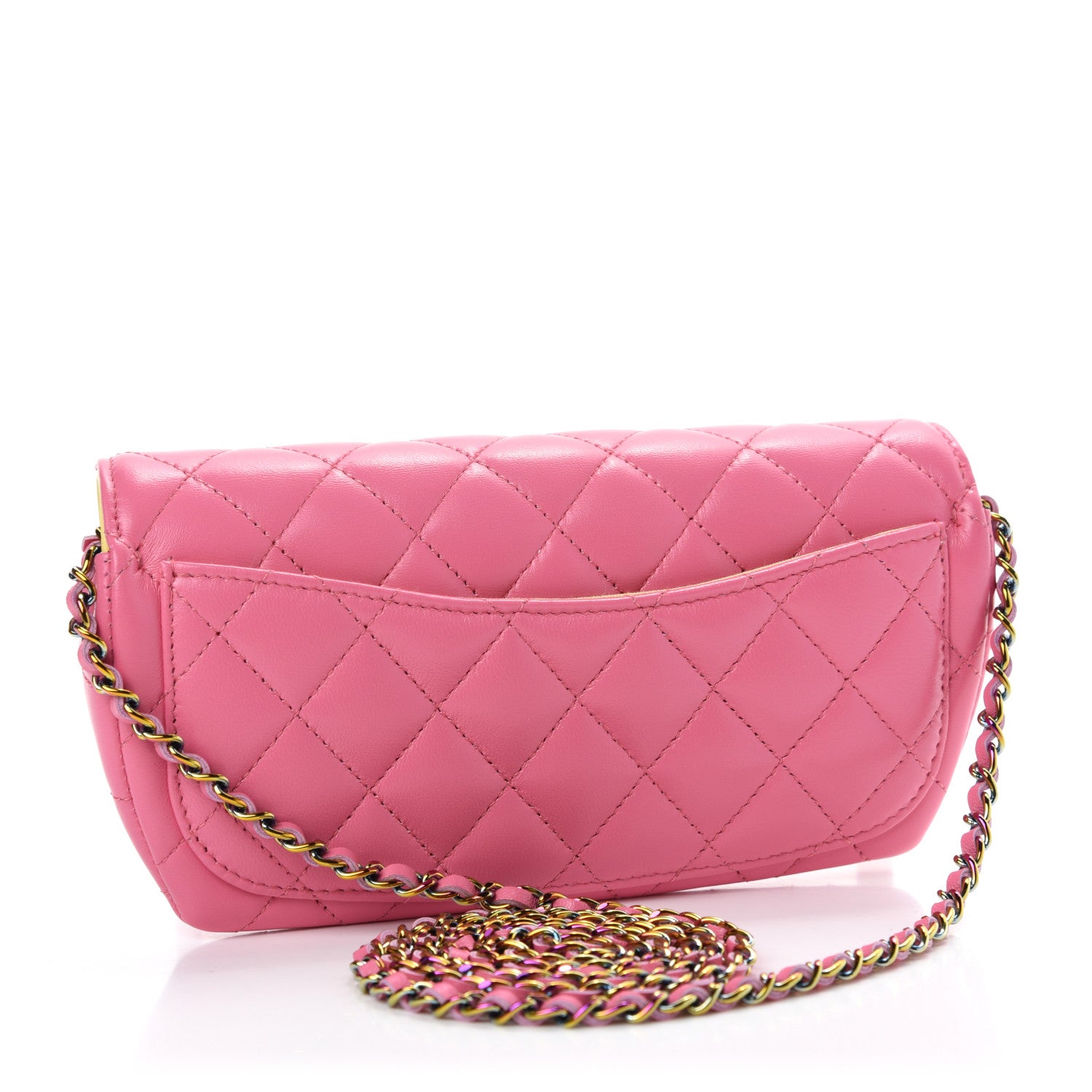 Chanel Lambskin Quilted Glasses Case With Chain Pink Yellow 3 of 11
