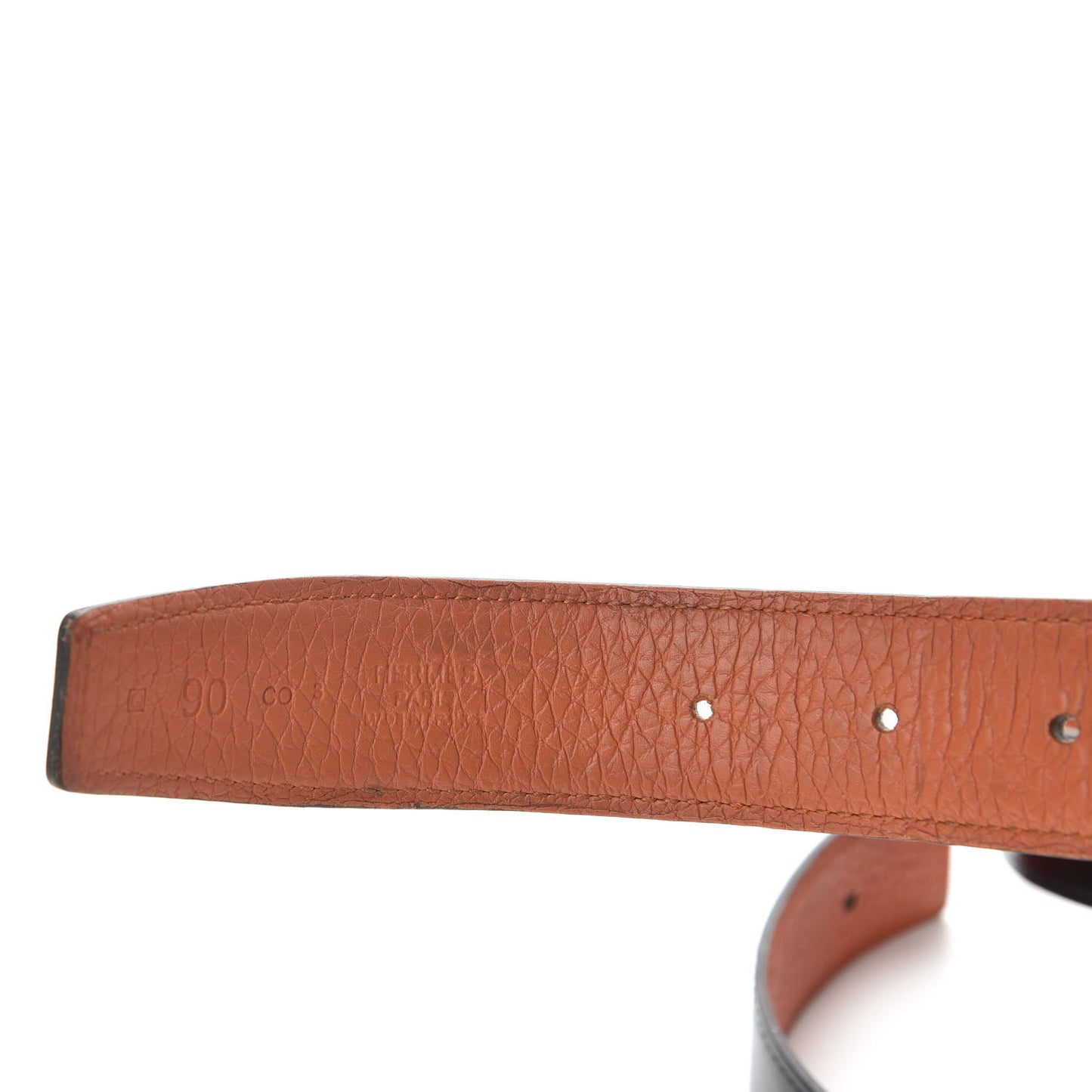 Box Taurillon Clemence 32mm Belt Strap 90 Black Orange